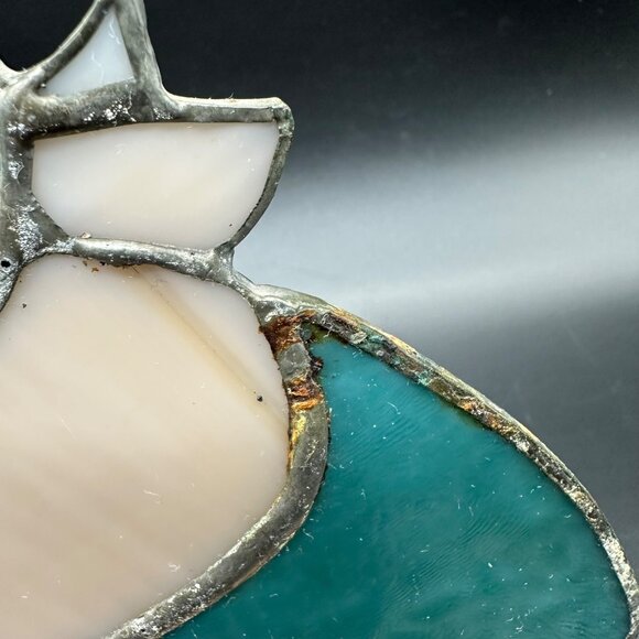 Vintage Stained Glass Goose Maiden Girl Wooden Display Cottagecore Country - Picture 9 of 12